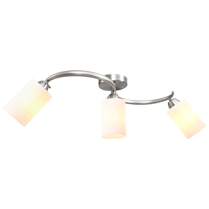 Lampadario Paralume in Ceramica a Cono Bianco 3 Lampadine E14