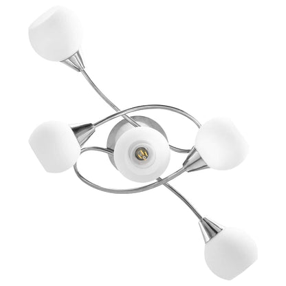Lampadario con Paralumi in Ceramica 5 Lampadine E14  a Coppa