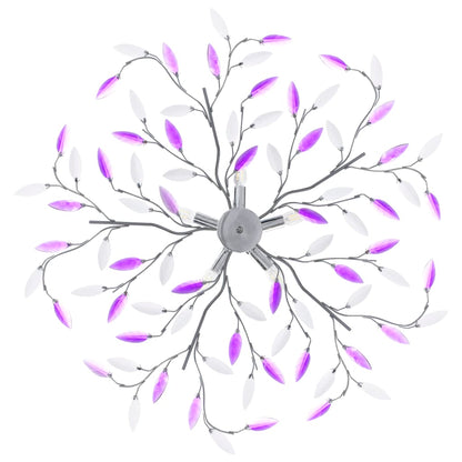 Lampadario Foglie e Bracci in Cristallo Acrilico 5 E14 Viola