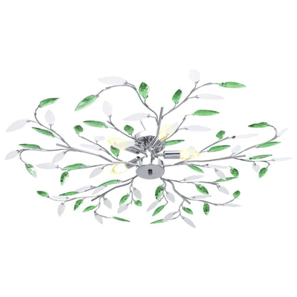 Lampadario Foglie e Bracci in Cristallo Acrilico 5 E14 Verde