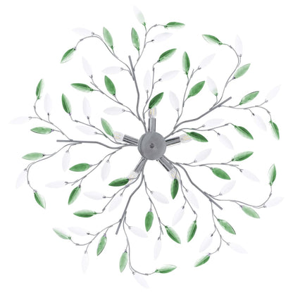 Lampadario Foglie e Bracci in Cristallo Acrilico 5 E14 Verde
