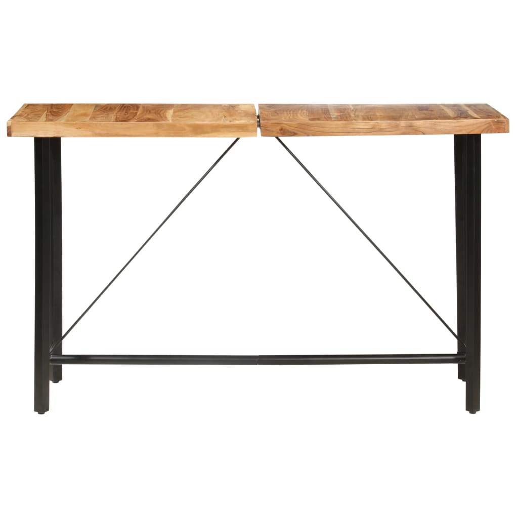 Set per Bar 9 pz in Legno Massello di Acacia Vera Pelle e Tela