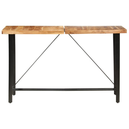 Set per Bar 9 pz in Legno Massello di Acacia Vera Pelle e Tela
