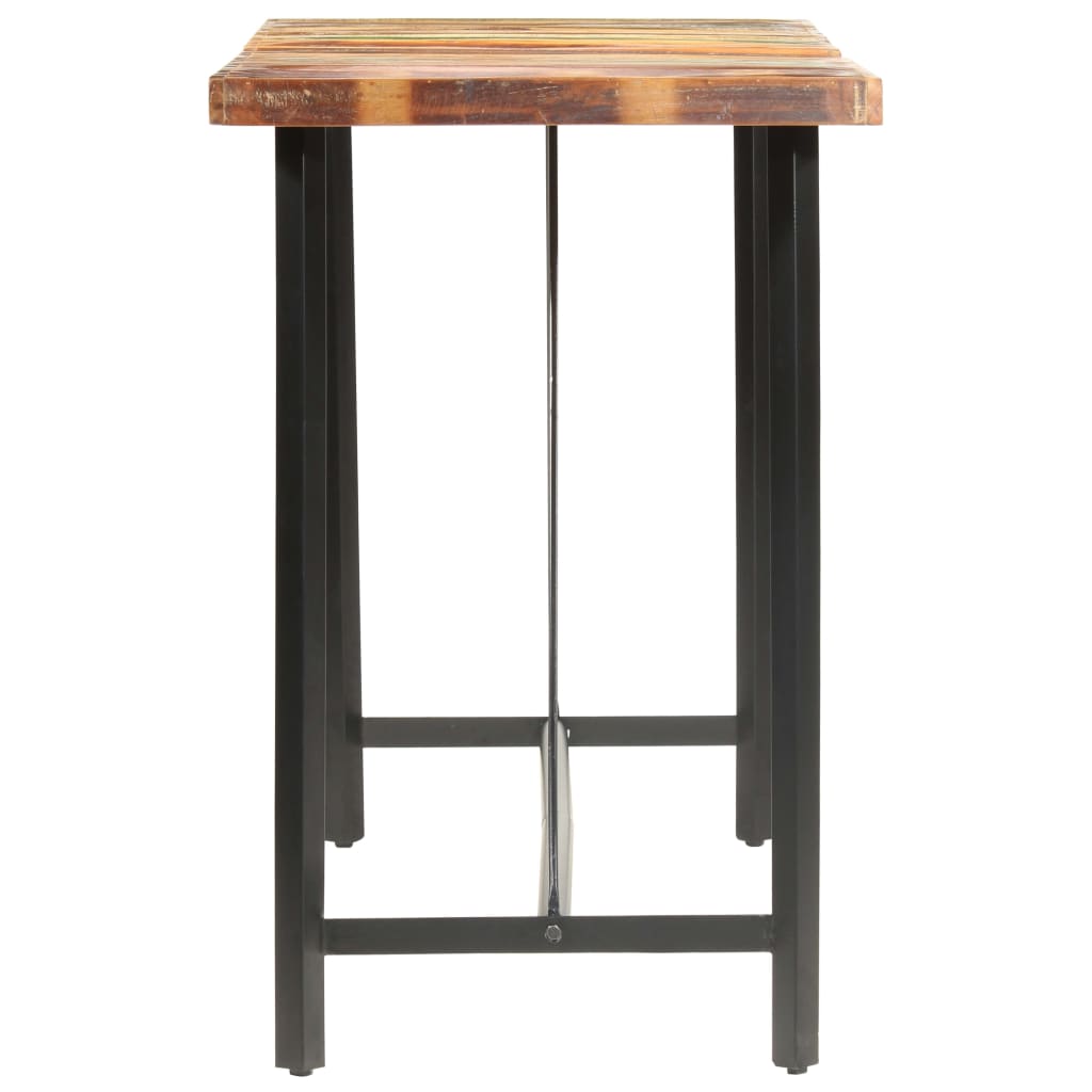 Set da Bar 9 pz in Legno Massello di Recupero Vera Pelle e Tela
