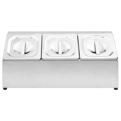 Supporto Gastronorm con 3 Contenitori GN 1/6 in Acciaio Inox