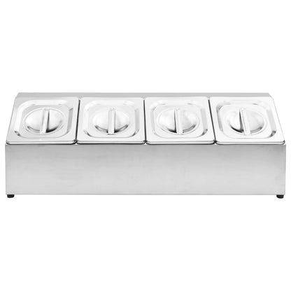 Supporto Gastronorm con 4 Contenitori GN 1/6 in Acciaio Inox