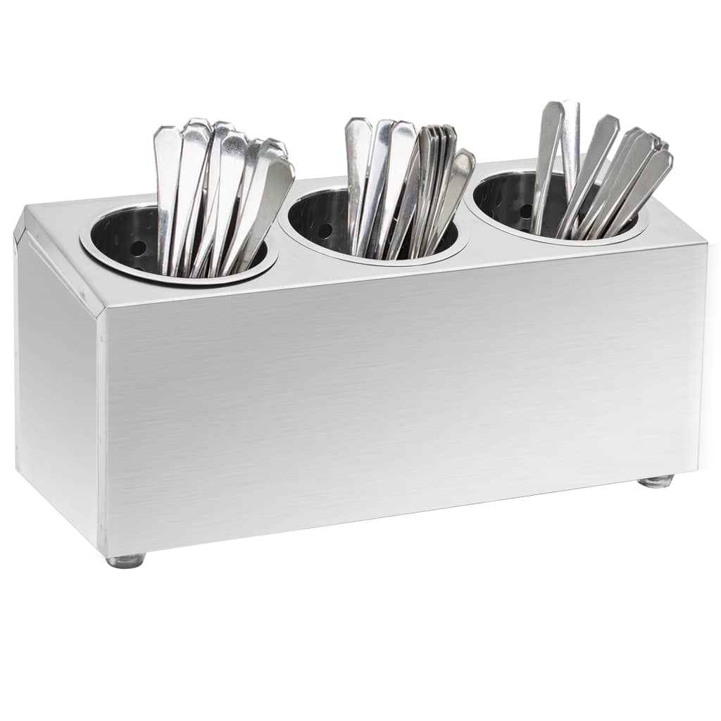 Portaposate con 3 Inserti Rettangolare in Acciaio Inox