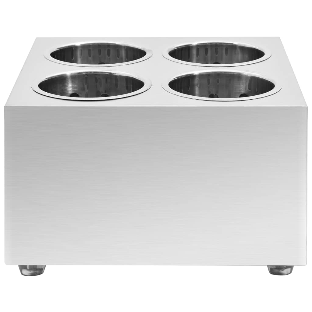Portaposate con 4 Inserti Quadrato in Acciaio Inox