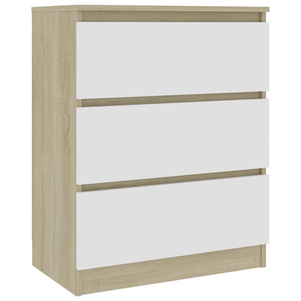 Credenza Bianca e Rovere Sonoma 60x35x76cm in Legno Multistrato