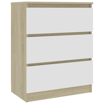 Credenza Bianca e Rovere Sonoma 60x35x76cm in Legno Multistrato