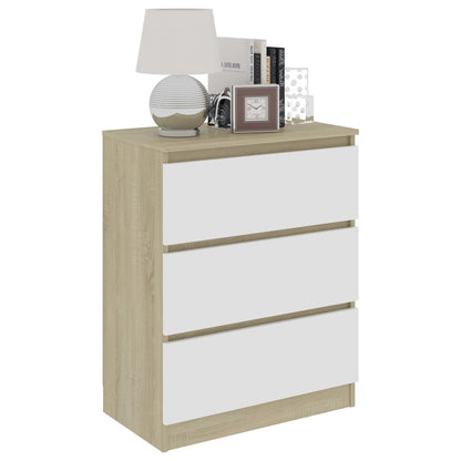 Credenza Bianca e Rovere Sonoma 60x35x76cm in Legno Multistrato
