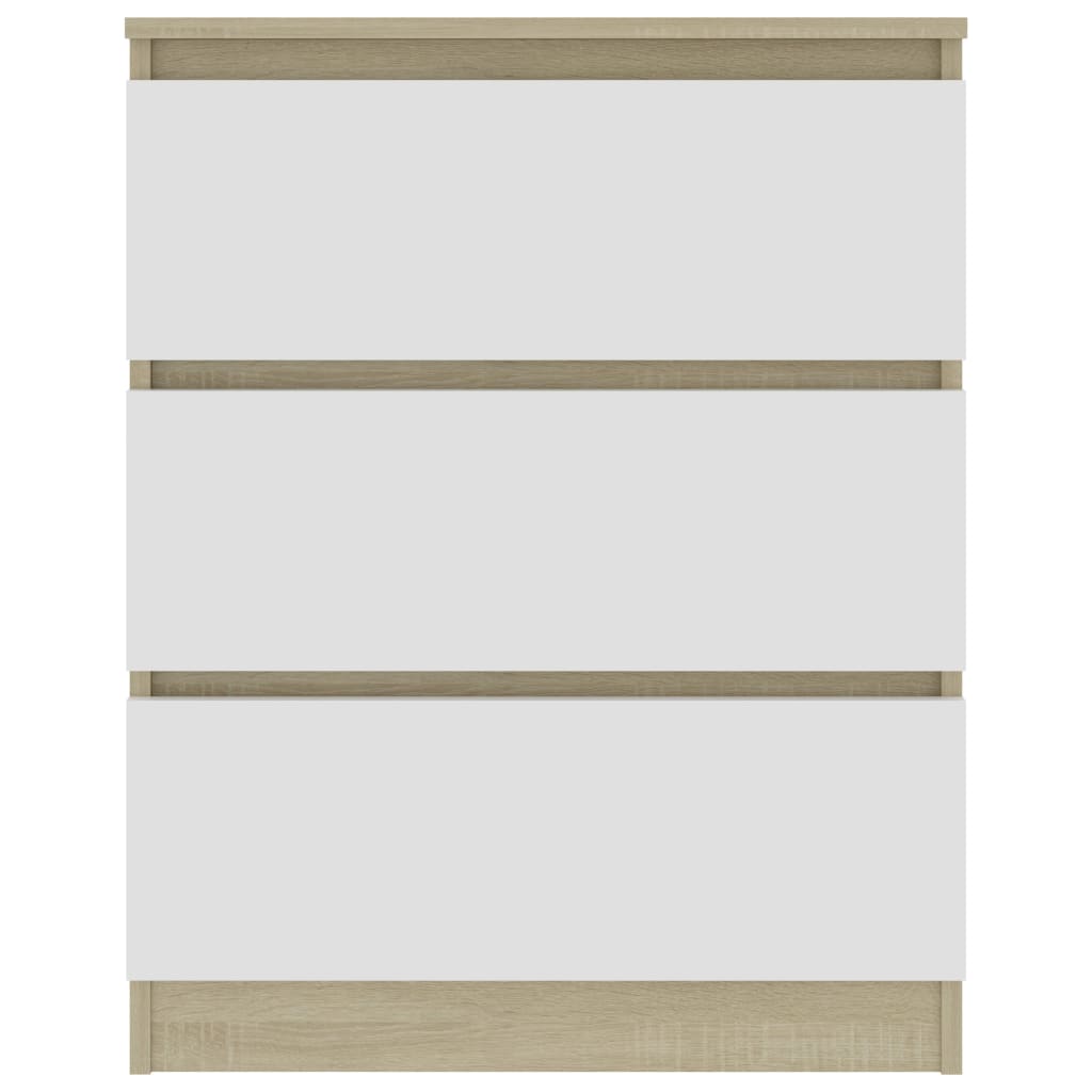 Credenza Bianca e Rovere Sonoma 60x35x76cm in Legno Multistrato