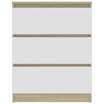 Credenza Bianca e Rovere Sonoma 60x35x76cm in Legno Multistrato
