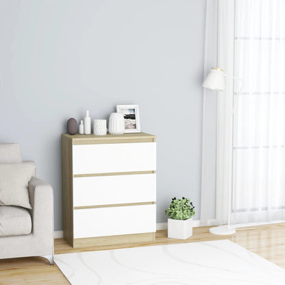 Credenza Bianca e Rovere Sonoma 60x35x76cm in Legno Multistrato