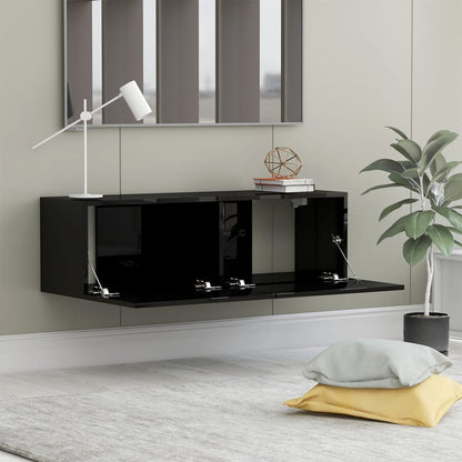 Mobile Porta TV Nero Lucido 100x30x30 cm in Legno Multistrato
