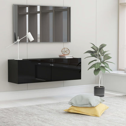 Mobile Porta TV Nero Lucido 100x30x30 cm in Legno Multistrato