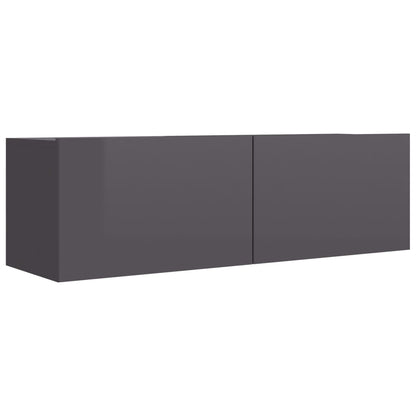 Mobile Porta TV Grigio Lucido 100x30x30 cm in Legno Multistrato