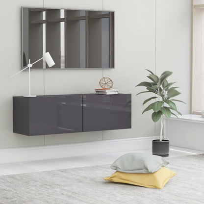 Mobile Porta TV Grigio Lucido 100x30x30 cm in Legno Multistrato