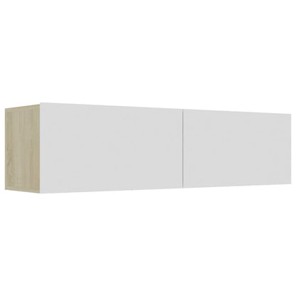 Mobile TV Bianco e Rovere Sonoma 120x30x30 cm Legno Multistrato