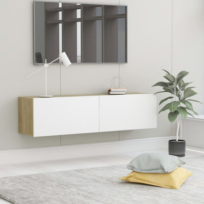 Mobile TV Bianco e Rovere Sonoma 120x30x30 cm Legno Multistrato