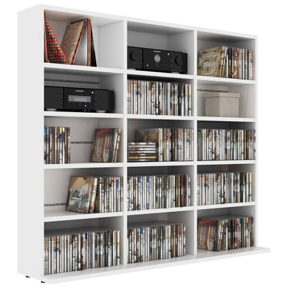 Armadietto Porta CD Bianco 102x23x89,5 cm in Legno Multistrato