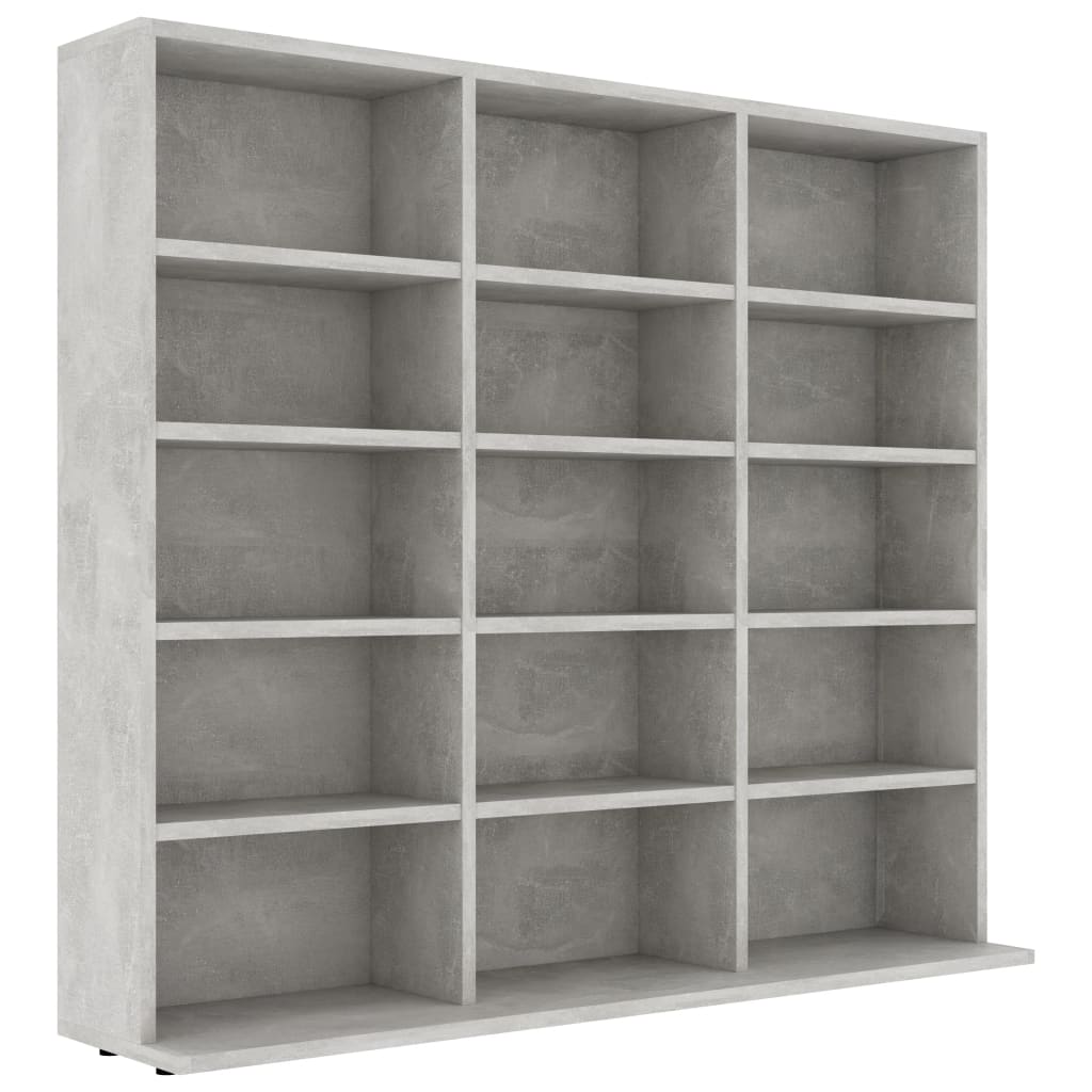 Mobile Porta CD Grigio Cemento 102x23x89,5 cm Legno Multistrato