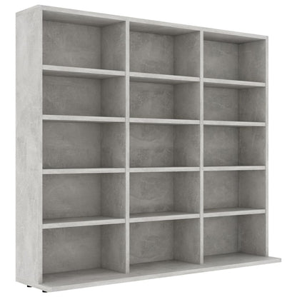 Mobile Porta CD Grigio Cemento 102x23x89,5 cm Legno Multistrato