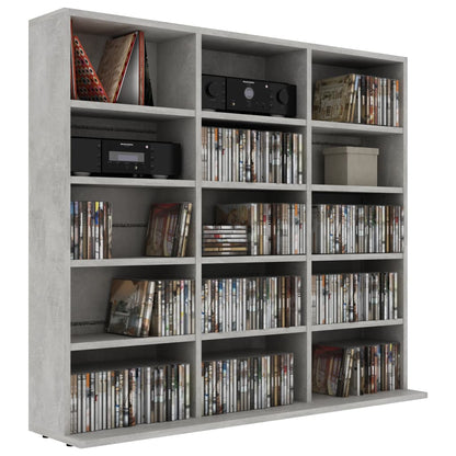 Mobile Porta CD Grigio Cemento 102x23x89,5 cm Legno Multistrato