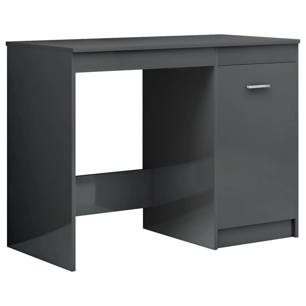 Scrivania Grigio Lucido 100x50x76 cm in Legno Multistrato