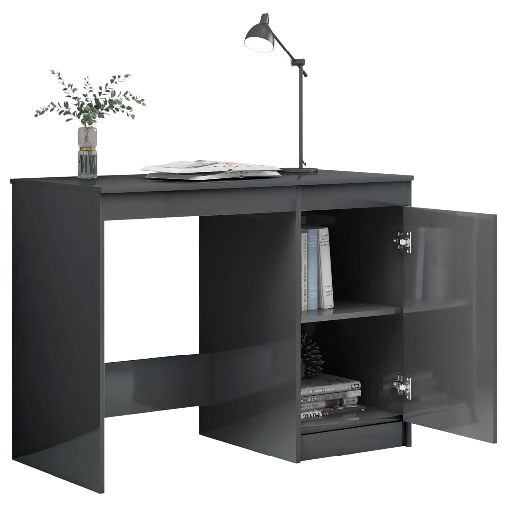 Scrivania Grigio Lucido 100x50x76 cm in Legno Multistrato