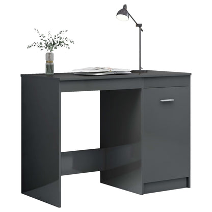 Scrivania Grigio Lucido 100x50x76 cm in Legno Multistrato
