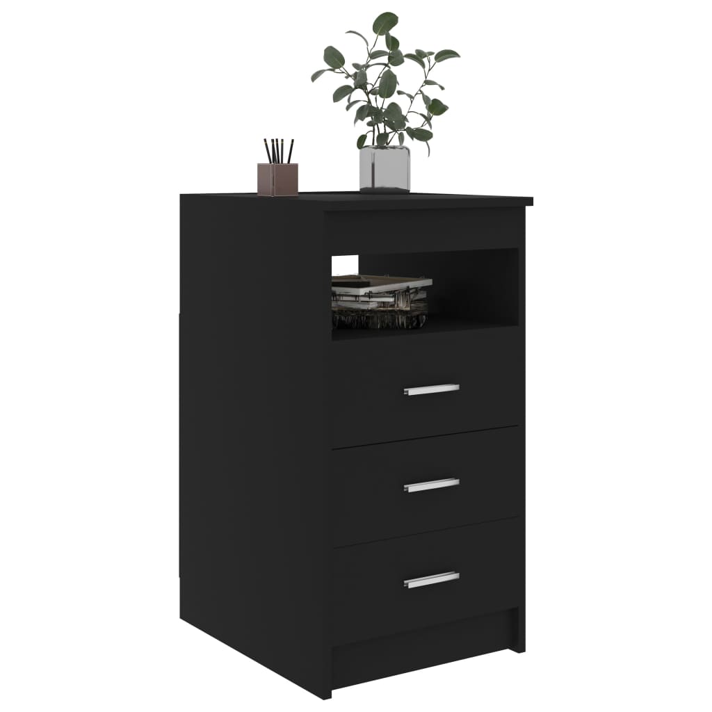 Cassettiera Nera 40x50x76 cm in Legno Multistrato