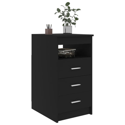 Cassettiera Nera 40x50x76 cm in Legno Multistrato