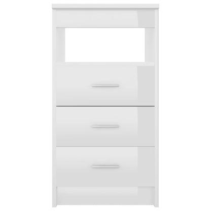 Cassettiera Bianco Lucido 40x50x76 cm in Legno Multistrato