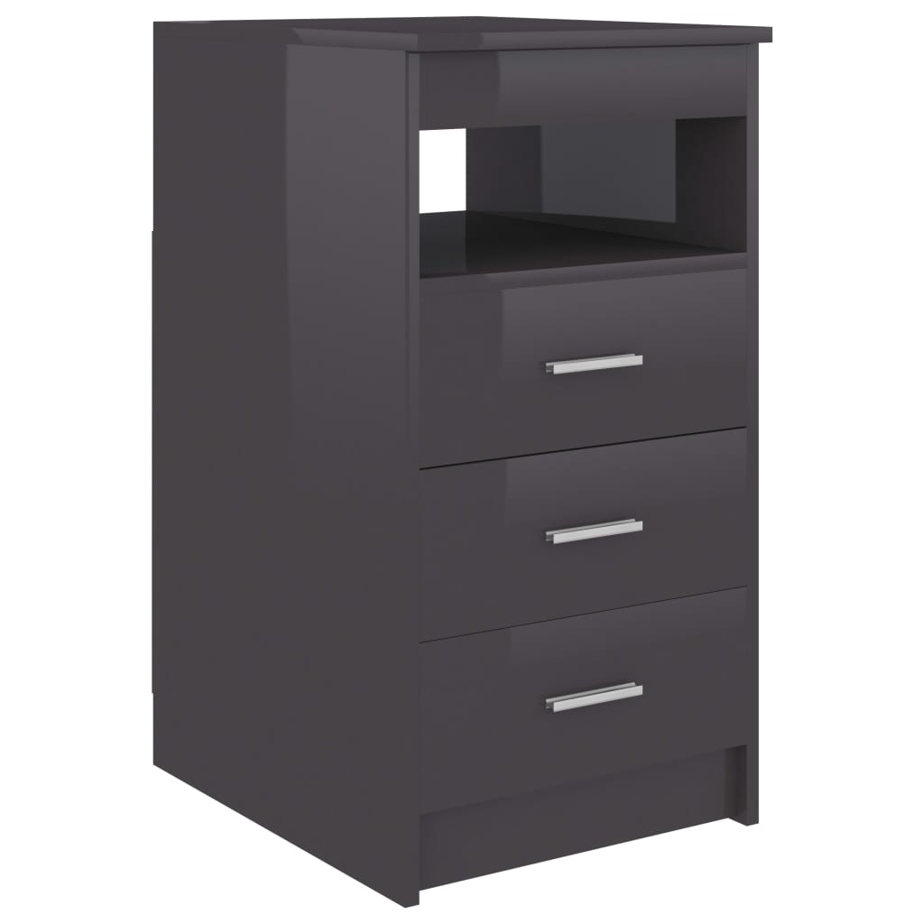 Cassettiera Grigio Lucido 40x50x76 cm in Legno Multistrato