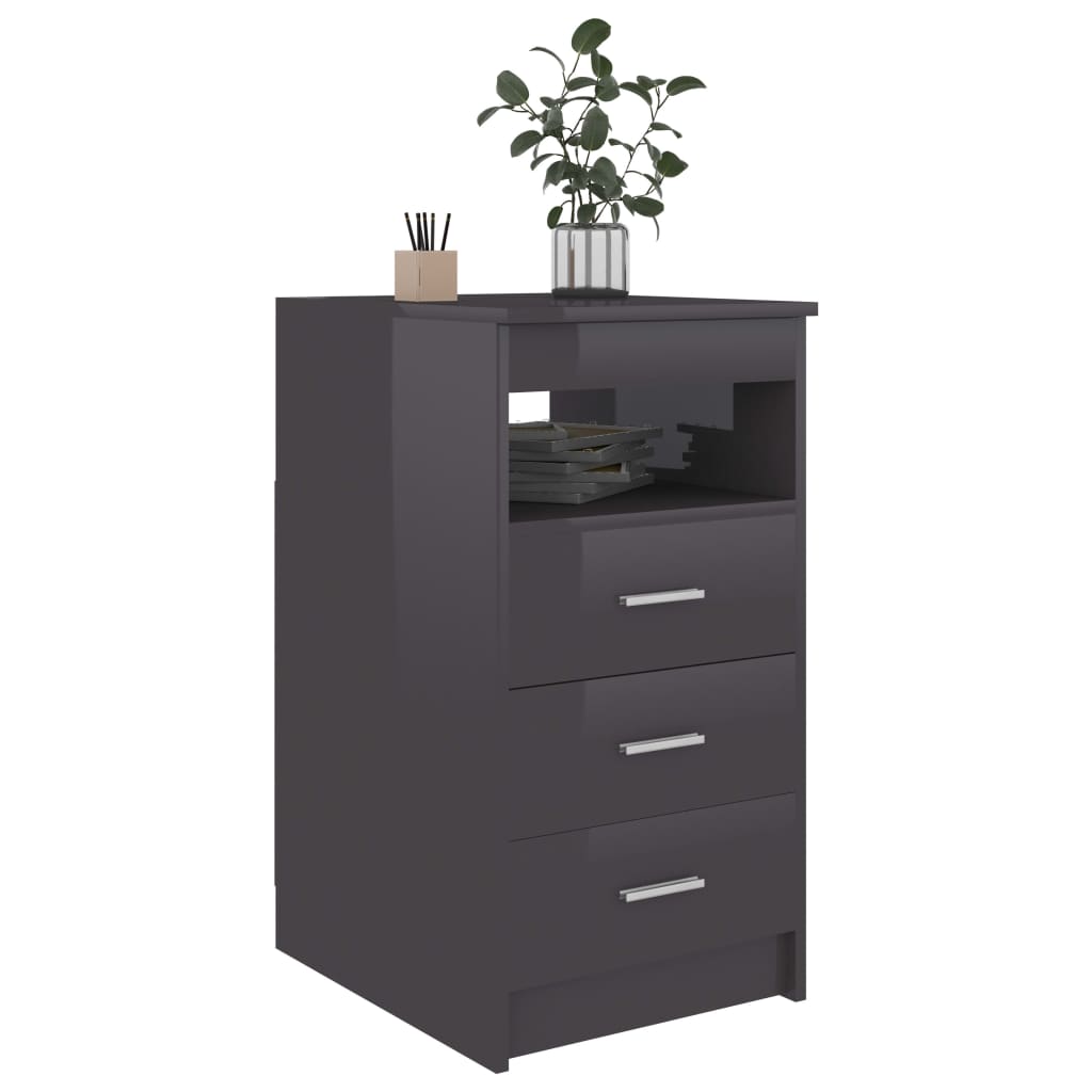 Cassettiera Grigio Lucido 40x50x76 cm in Legno Multistrato