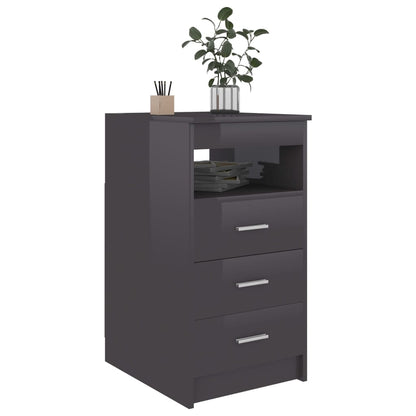 Cassettiera Grigio Lucido 40x50x76 cm in Legno Multistrato