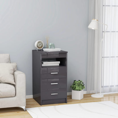 Cassettiera Grigio Lucido 40x50x76 cm in Legno Multistrato