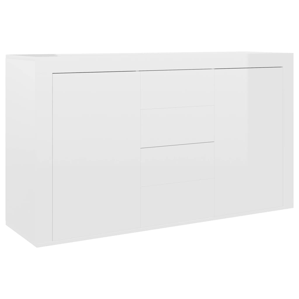 Credenza Bianco Lucido 120x36x69 cm in Legno Multistrato
