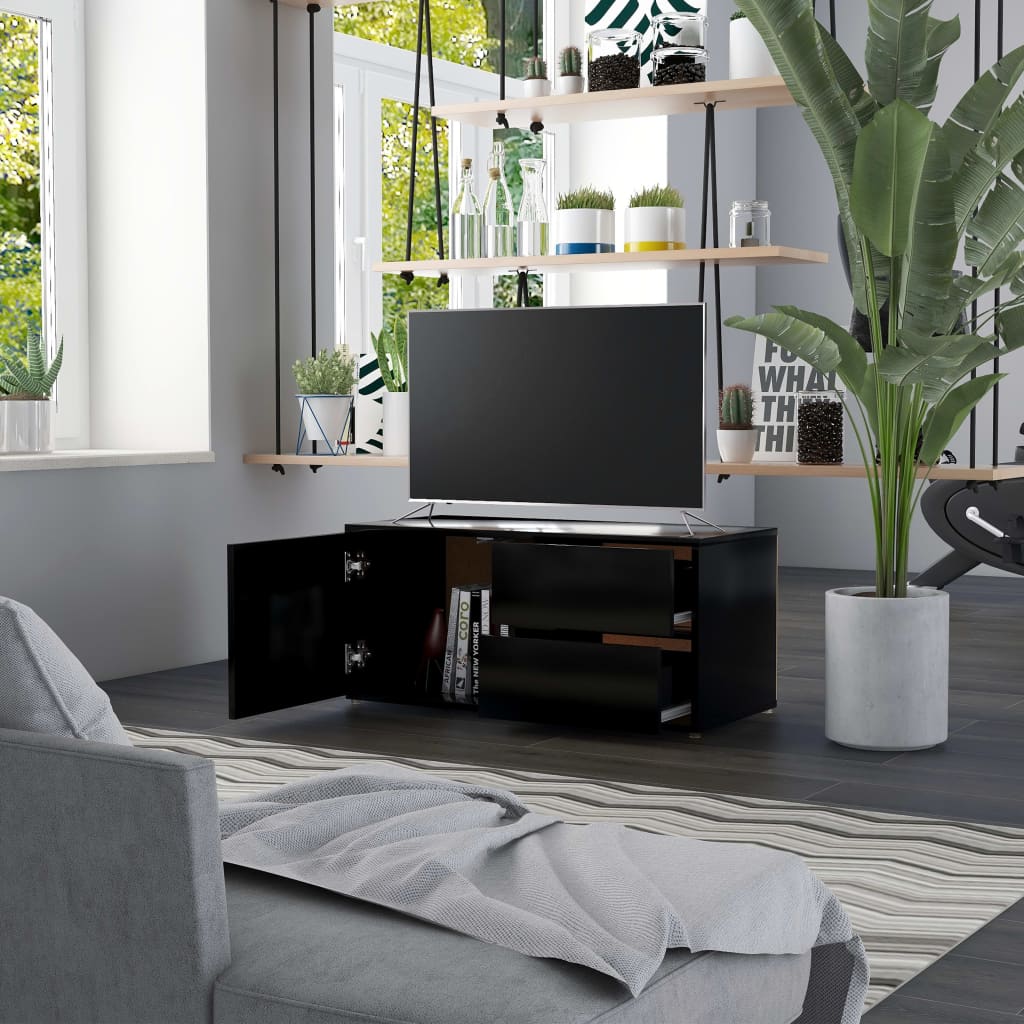 Mobile Porta TV Nero 80x34x36 cm in Legno Multistrato