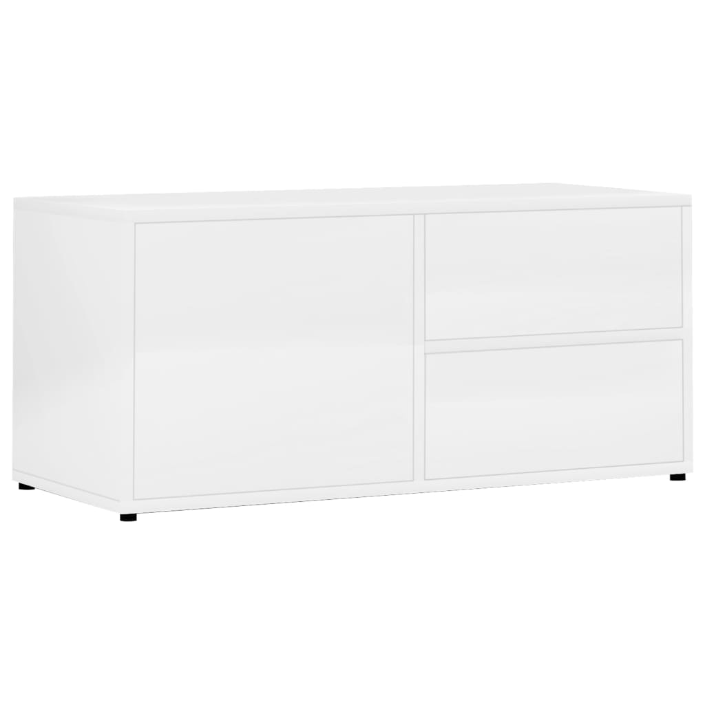 Mobile Porta TV Bianco Lucido 80x34x36 cm in Legno Multistrato