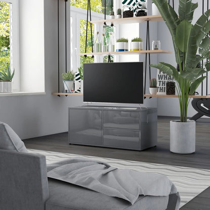 Mobile Porta TV Grigio Lucido 80x34x36 cm in Legno Multistrato