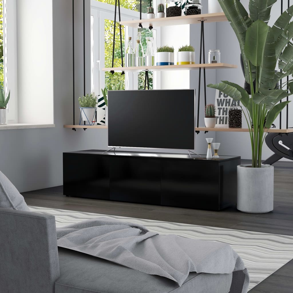 Mobile Porta TV Nero 120x34x30 cm in Legno Multistrato