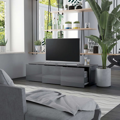 Mobile Porta TV Grigio Lucido 120x34x30 cm in Legno Multistrato