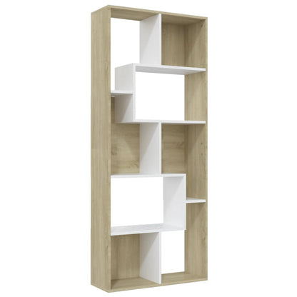 Libreria Bianca e Rovere Sonoma 67x24x161 cm Legno Multistrato