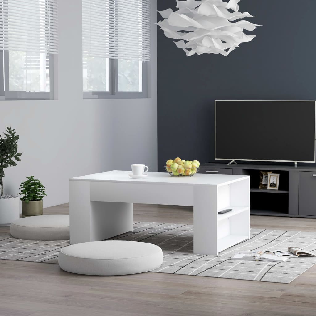 Tavolino da Salotto Bianco 100x60x42 cm in Legno Multistrato