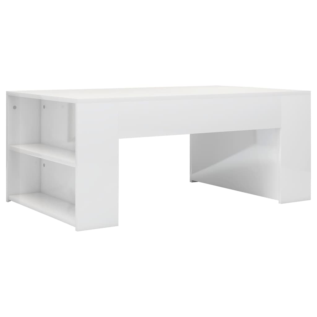 Tavolino da Salotto Bianco Lucido 100x60x42cm Legno Multistrato
