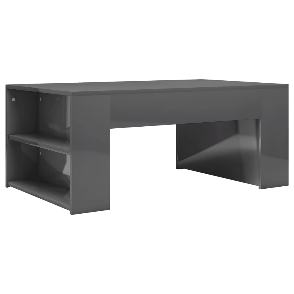 Tavolino da Salotto Grigio Lucido 100x60x42cm Legno Multistrato