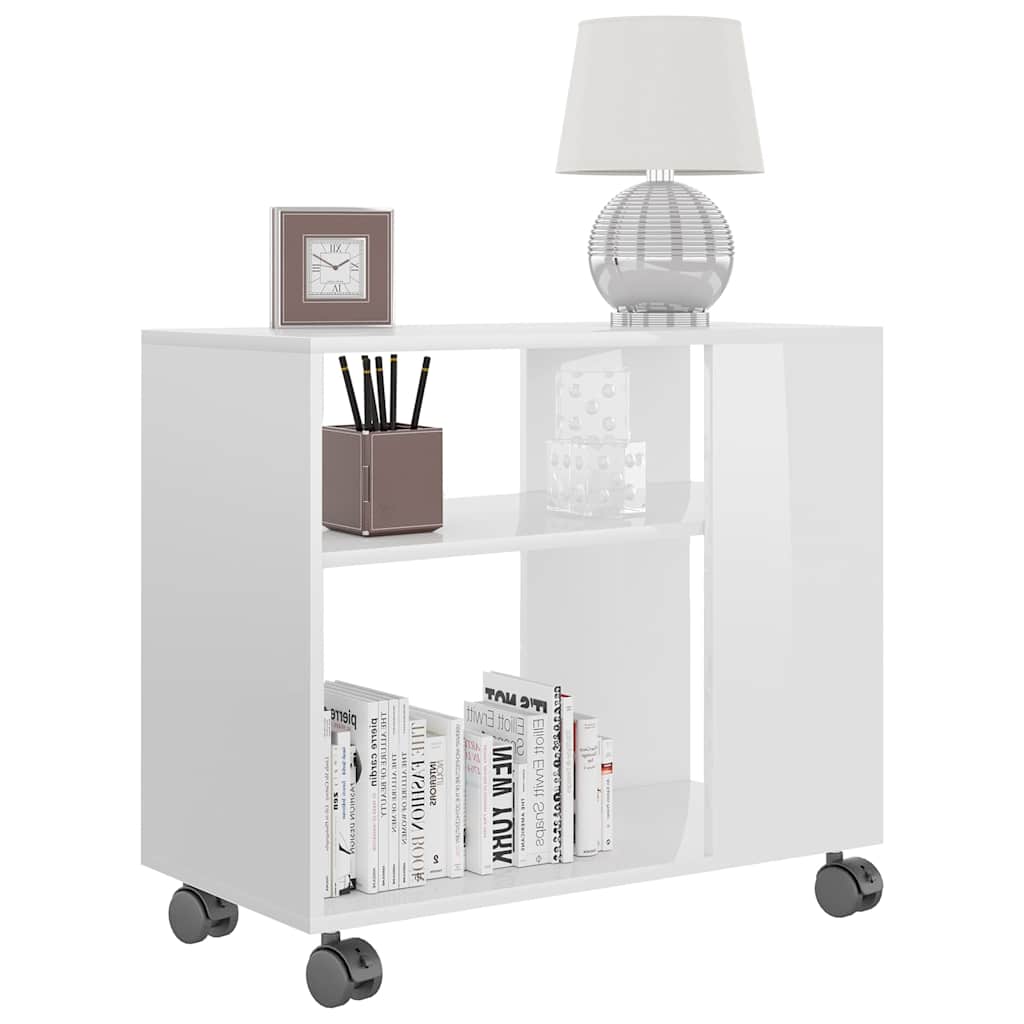 Tavolino da Salotto Bianco Lucido 70x35x55 cm Legno Multistrato