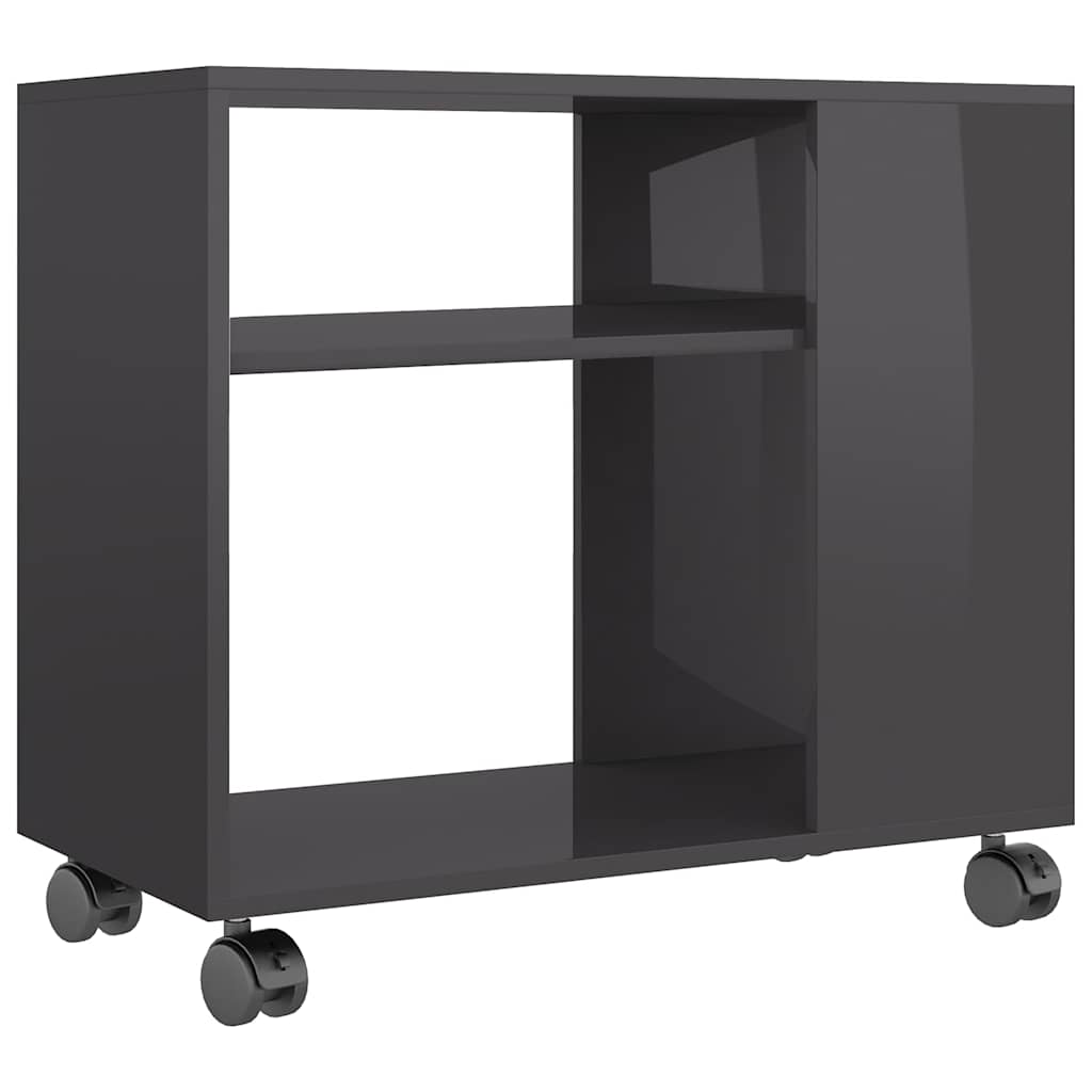 Tavolino da Salotto Grigio Lucido 70x35x55 cm Legno Multistrato